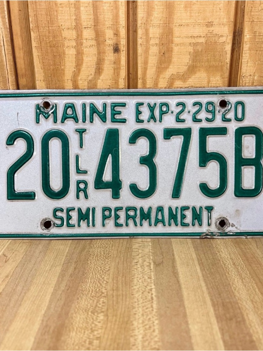 Vintage Maine License Plate - Green on White